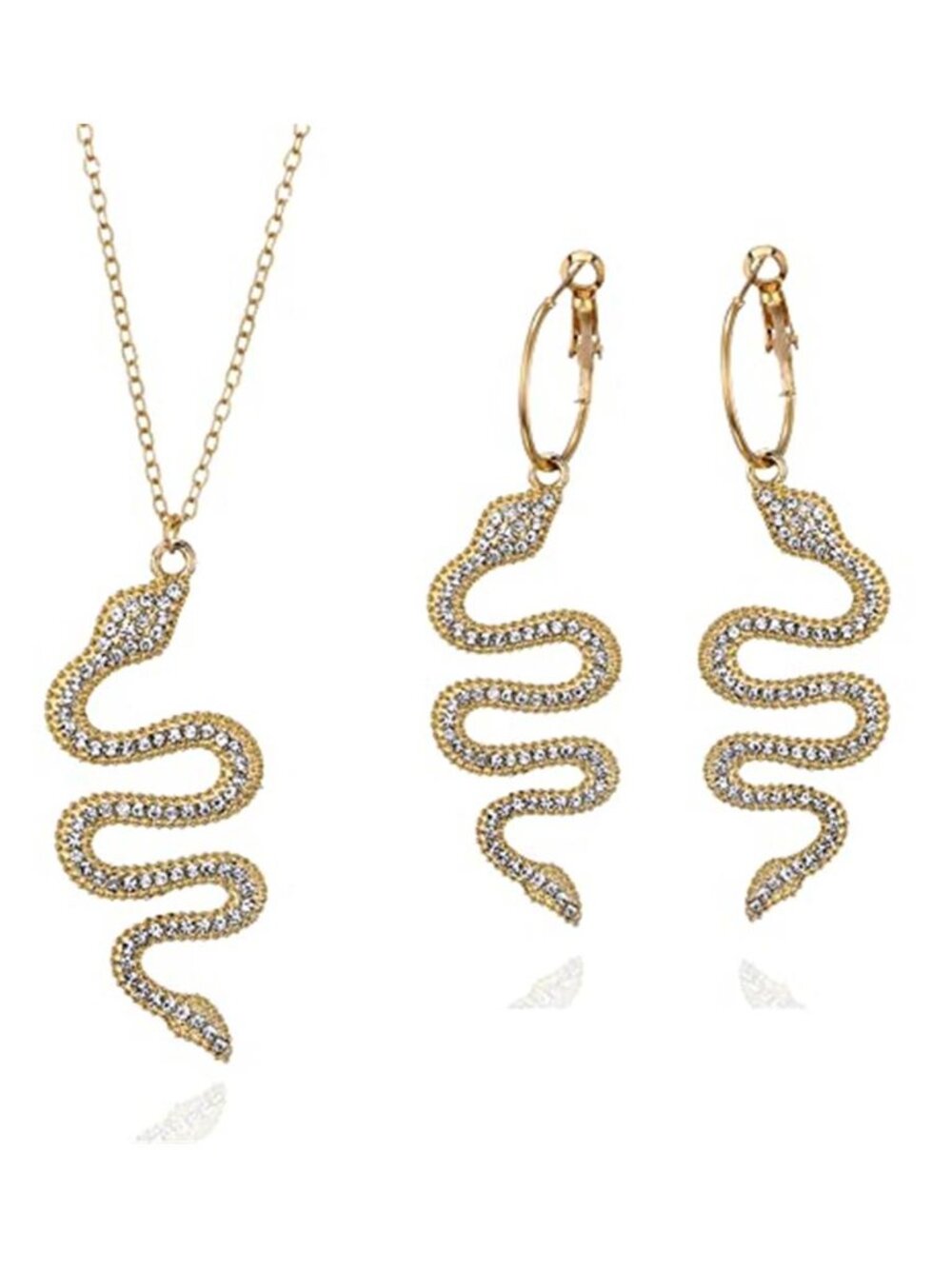 Snake Earring & Necklace 14K Gold Plated Dangle Earrings Personalized Punk